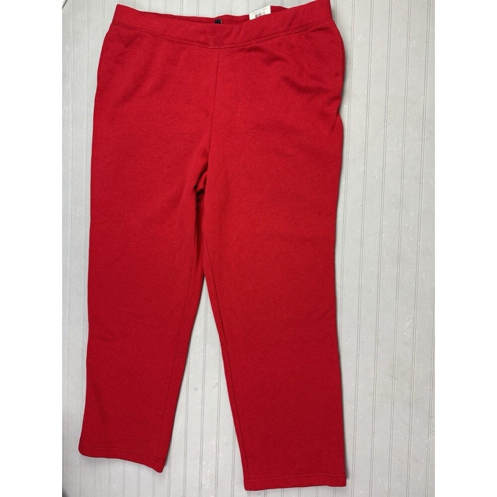 Karen Scott Sport Size 2XL Womens Sweatpants Red Pockets Elastic Waist Straight